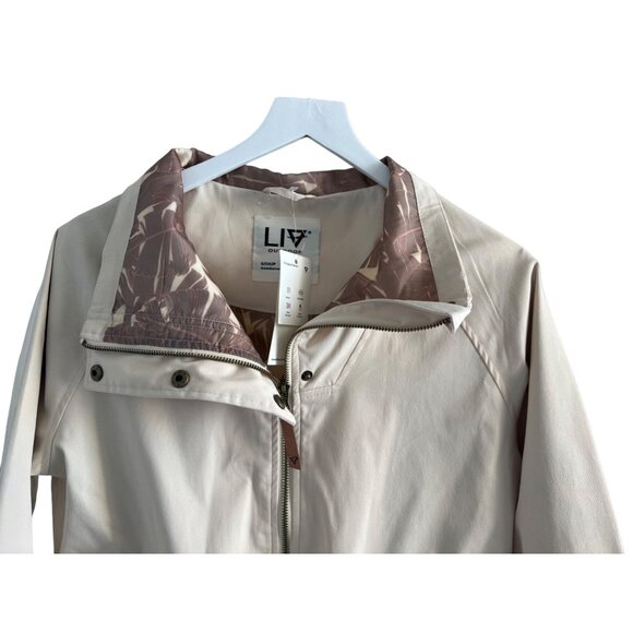 Liv Outdoor Womens Natural Beige Lightweight Jacket W/ Tropical Print Lining - Picture 2 of 6